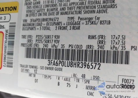 2017 Ford Fusion Hybrid Se из США, поврежденный, VIN 3FA6P0LU8HR396572